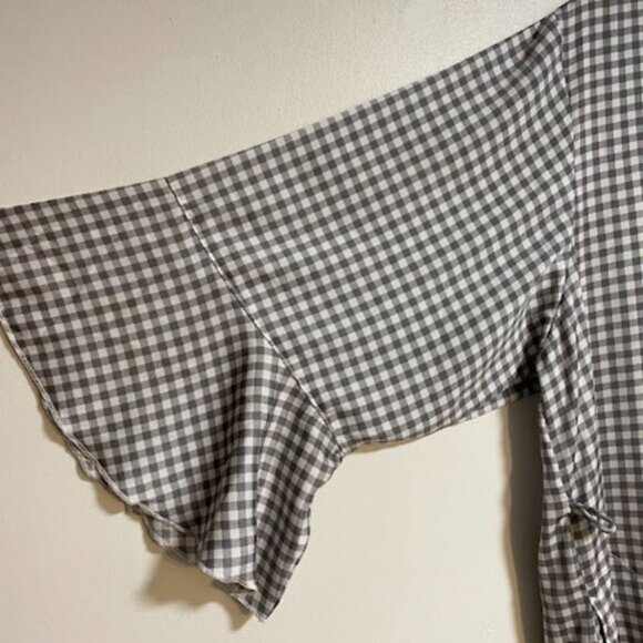 40 Winks Gray White Gingham Women's Kimono Cardigan Size S/P - Picture 4 of 13